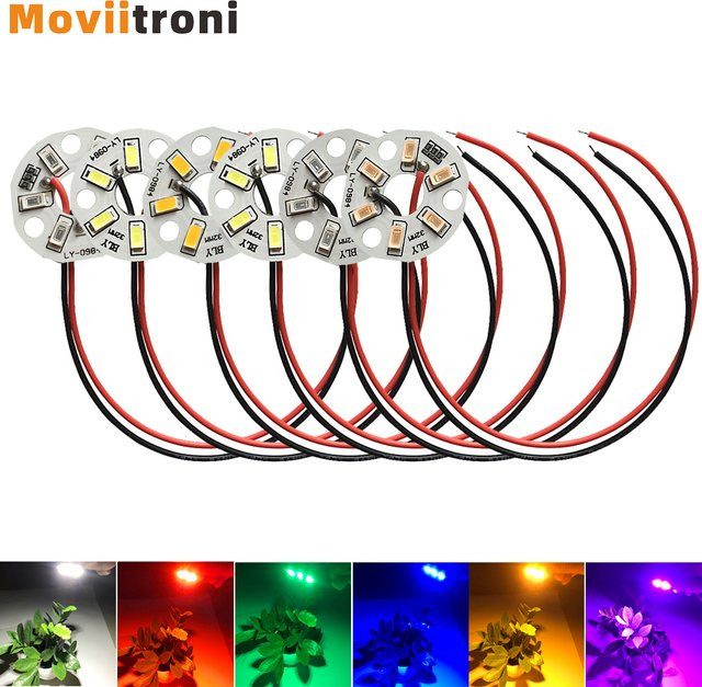 5er Set 3W LED-Chips mit 20 cm Kabel für Oberflächenmontage in verschiedenen Farben - Bild 1