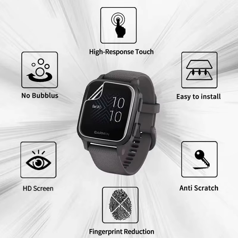 Garmin Hydrogel Schutzfilm, Schwarz, Venu SQ SQ2 - Bild 4