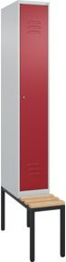 C+P Spind Classic PLUS Garderobenschrank mit Sitzbank, 1 Abteil, Zylinderschloss, 3 Garderobenhaken, B/H/T: 212,0 x 81,5 x 30,0 cm - Bild 1
