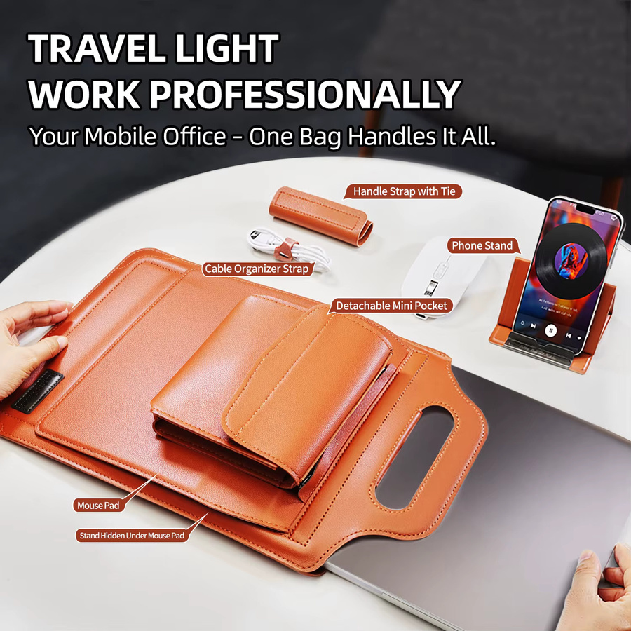 6-in-1 Laptop Tasche mit integriertem Ständer und Handyhalter für Honor MagicBook und MacBook 14/16 Zoll in Orange - Bild 2