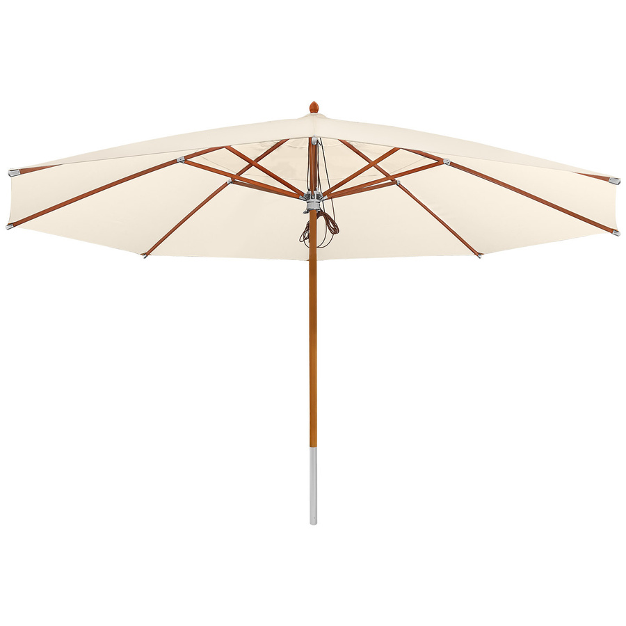 anndora Sonnenschirm Super Deluxe Natural rund mit Holz und Winddach, Farbe: Beige, Durchmesser: 5 m, UV-Schutz UPF 50+ - Bild 1