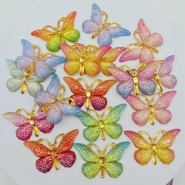 TSXJY Set aus 10 Acryl-Schmetterlingen in Multicolour mit Loch für Scrapbooking und DIY-Zubehör - Bild 1