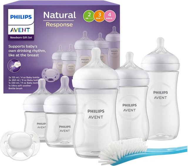 Philips Avent 5-tlg. Starter-Set Natural Response Babyflaschen mit Anti-Colic-Ventil, BPA-frei, transparent - Bild 1