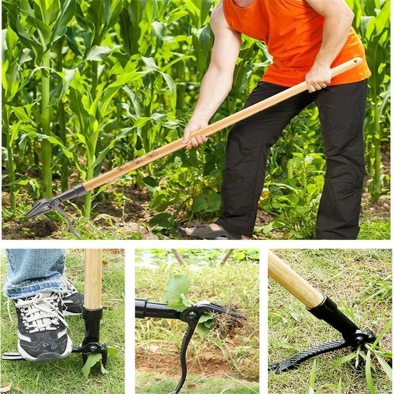 Aufrechtstehender Unkrautzieher aus Kohlenstoffstahl mit Fußpedal und abnehmbarer Gartenschaufel zur Wurzelentfernung - Bild 2