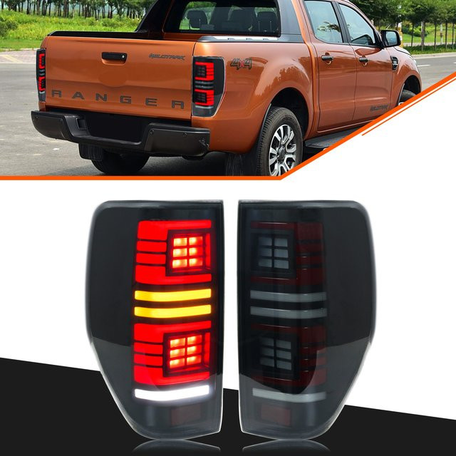 Schwarze LED-Rückleuchten mit sequentiellem Blinker für Ford Ranger T7 PX MK1 MK2 2012-2021 - Bild 1