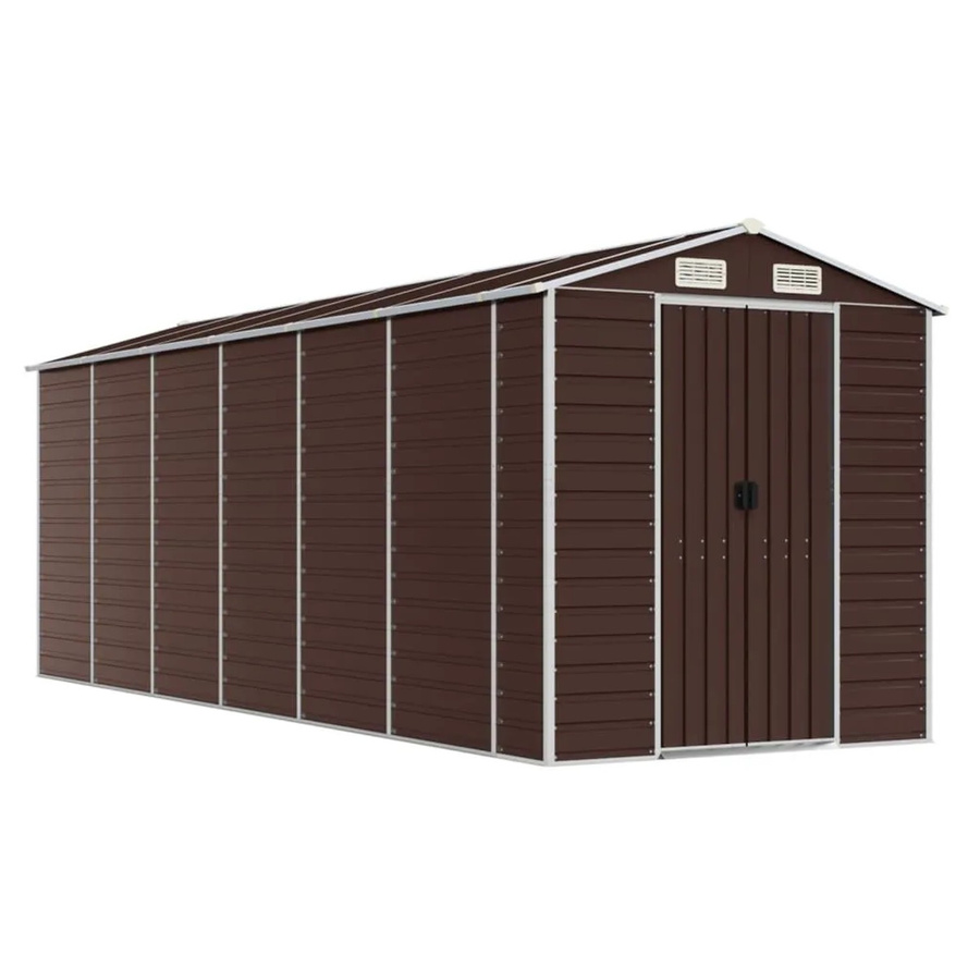 vidaXL Gerätehaus aus verzinktem Stahl in Braun mit Schrägdach und Lüftungsöffnungen, B/T/H: 555 x 191 x 198 cm - Bild 2