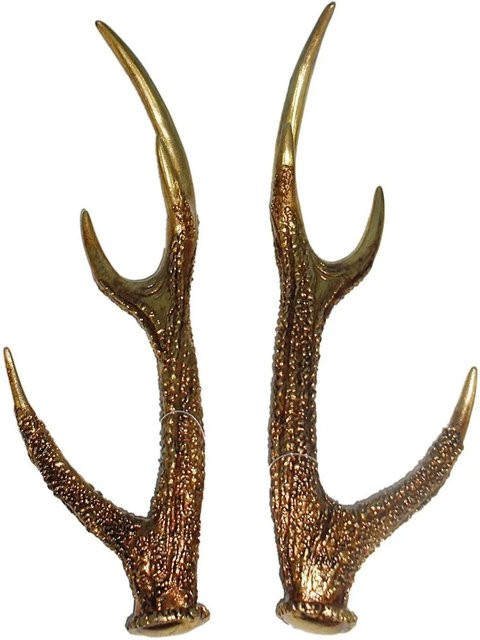 Lex 2er Set Hirschgeweih Tischdeko Gold Landhaus Schmuckhalter - Bild 1