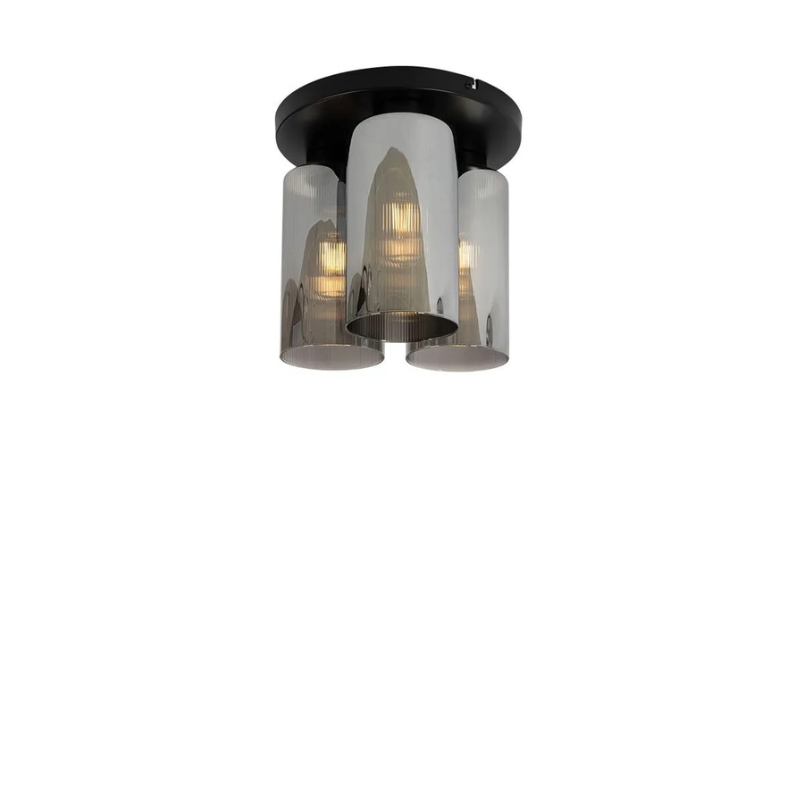 QAZQA Art Deco Deckenleuchte Laura, 3-flammig, Schwarz mit Rauchglas, dimmbar - Bild 2