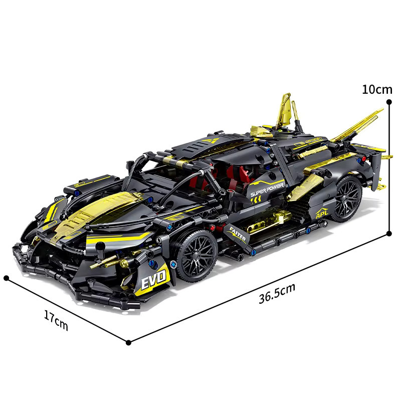 yaafun Technisches Supercar-Modell, Bausteine, Schwarz-Gold, 1:14, 1.160 Teile - Bild 5