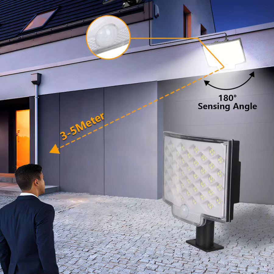 Heinast LED Solar-Bewegungsleuchte mit separatem Solarpanel, wasserdichte Flutlicht-Wandleuchte für Garten und Garage, Weiß - Bild 4