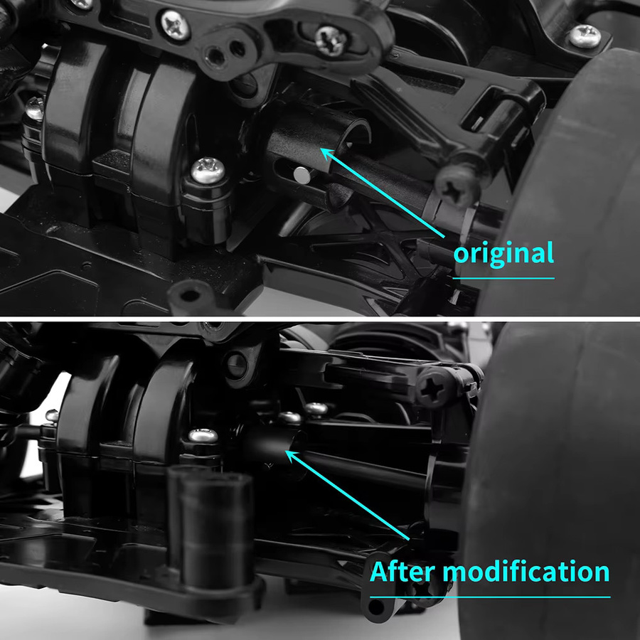 YEAHRUN Stahl Diff Stick Cup CVD für Tamiya TT02 1/10 RC Drift Auto Upgrade, 2-teiliges Set, Metall, Schwarz - Bild 4