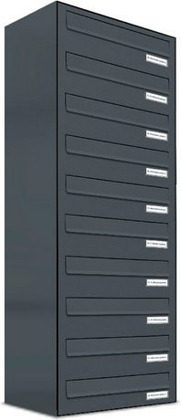 AL Briefkasten für 10 Parteien mit Zaundurchwurf, grau, B/H/T: 38,5 x 115 x 27,5 cm - Bild 1