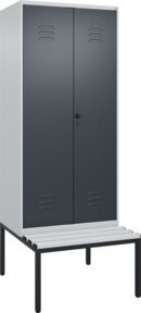 C+P PSA Doppel-Spind Classic PLUS Sitzbank mit 2 Abteilen und Kunststoff-Sitzfläche, Farbe: Anthrazit/Grau, B/T/H: 212,0 x 80,0 x 81,5 cm - Bild 1
