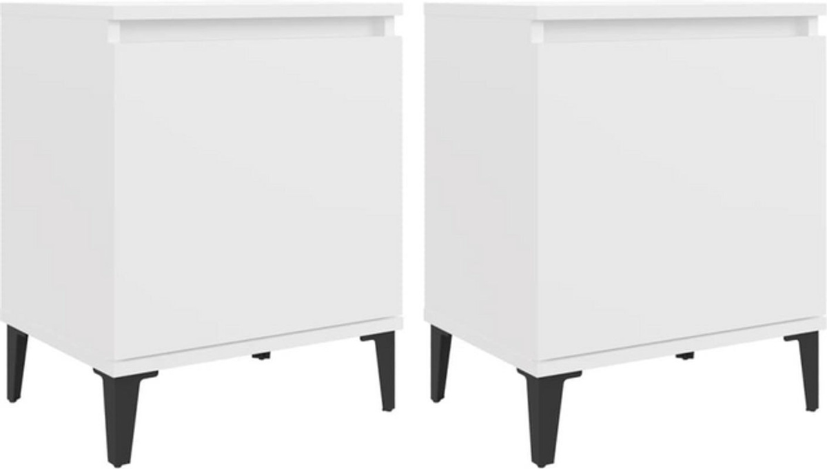 Vidaxl Nachtschrank in Weiß im Industrial Design mit Metallbeinen, B/T/H: 40 x 30 x 50 cm - Bild 1