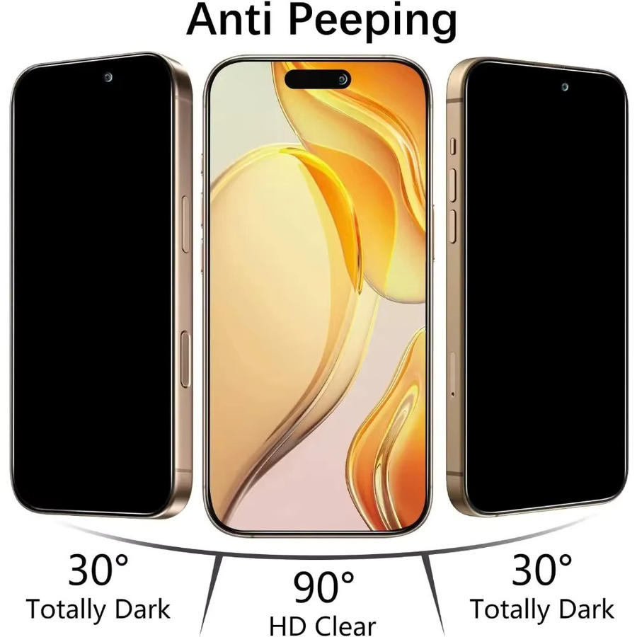 5 Stück Anti-Spionage-Hartglas Displayschutzfolie für Apple iPhone 17 16 15 14 13 12 11 Pro Max Plus XR XS in Transparent - Bild 4
