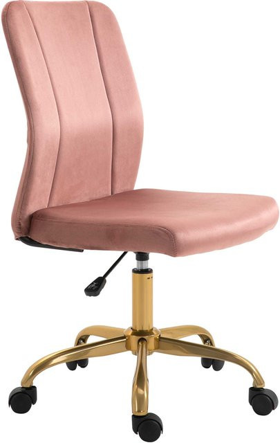 Vinsetto Bürostuhl von Aosom in Rosa und Gold, ergonomischer Samt-Schreibtischstuhl mit 360 Grad Drehung und höhenverstellbarer Rückenlehne, B/T/H: 56 x 60 x 102 cm - Bild 1