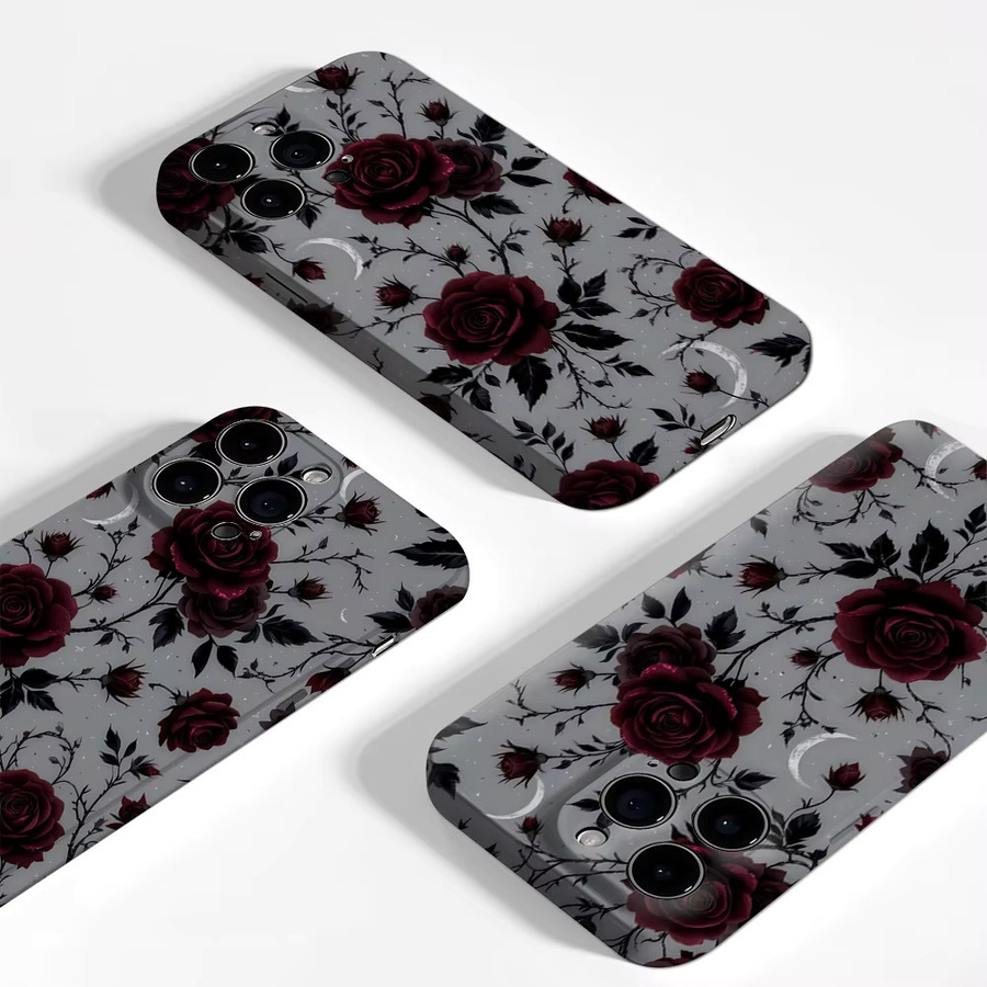 Crimson Roses Moons Handyhülle für iPhone 17 16 15 14 13 12 11 Pro Max Plus mit doppelschichtiger Rückseite in Multicolour - Bild 3