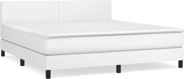 vidaXL Boxspringbett Hybrid mit Matratze und Kopfteil in Weiß, B/T/H: 160 x 200 x 78 cm - Bild 1