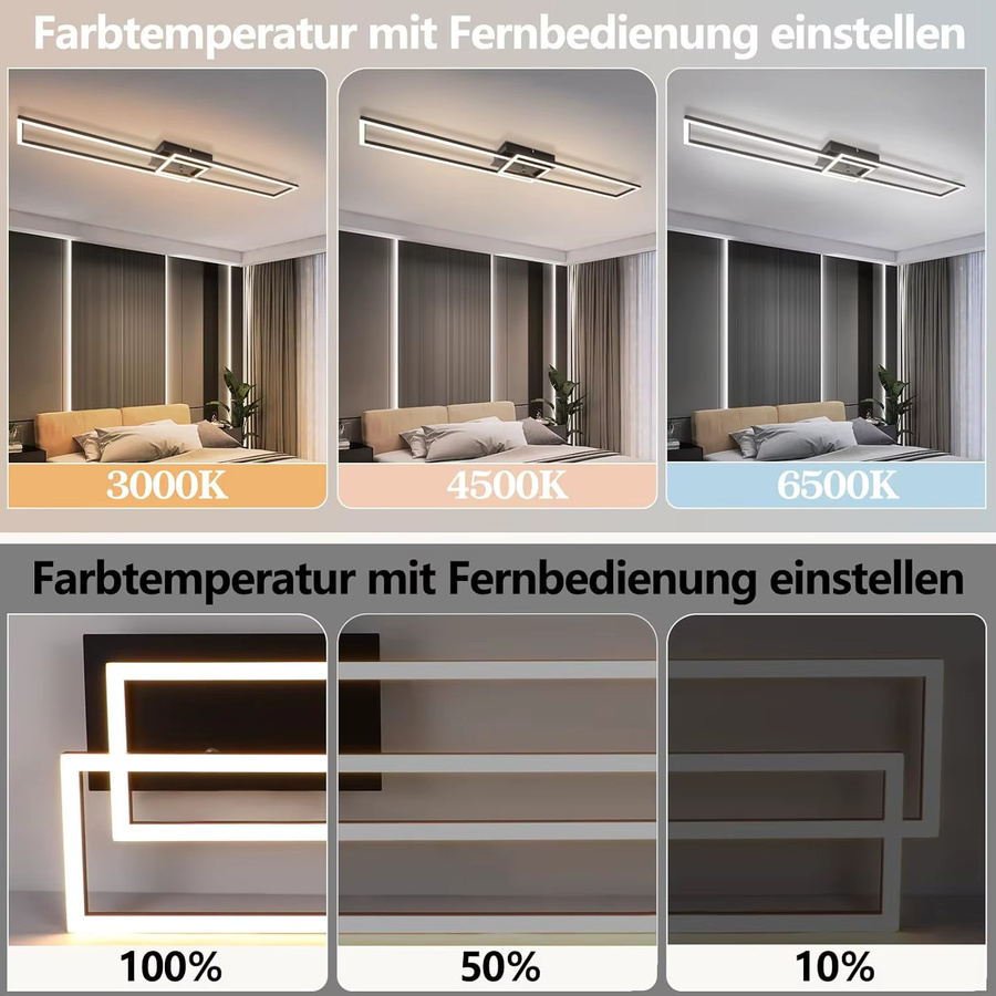 Moderne LED Deckenlampe von Nettlife in Schwarz, 36W dimmbar mit Fernbedienung für Wohnzimmer, Küche und Schlafzimmer - Bild 2