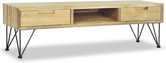 vidaXL TV-Schrank aus Teakholz in Braun im Kolonialstil, B/T/H: 120 x 35 x 35 cm - Bild 1