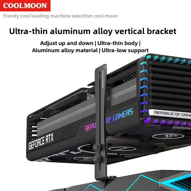NIVRA Universeller GPU-Halter aus Aluminium für vertikale Grafikarten im PC-Gehäuse, Schwarz - Bild 1