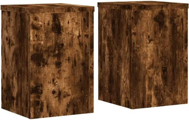 vidaXL Pflanzenständer 2er Set aus Holzwerkstoff in Raucheiche, B/T/H: 25 x 25 x 35 cm - Bild 1