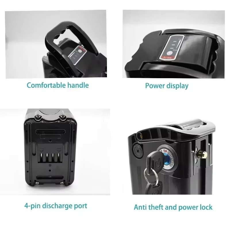 Aleaivy Silverfish 48V Lithium-Akkupack 15Ah in Schwarz mit 2A Schnellladegerät und integriertem Schutzsystem für 250W Motoren - Bild 6