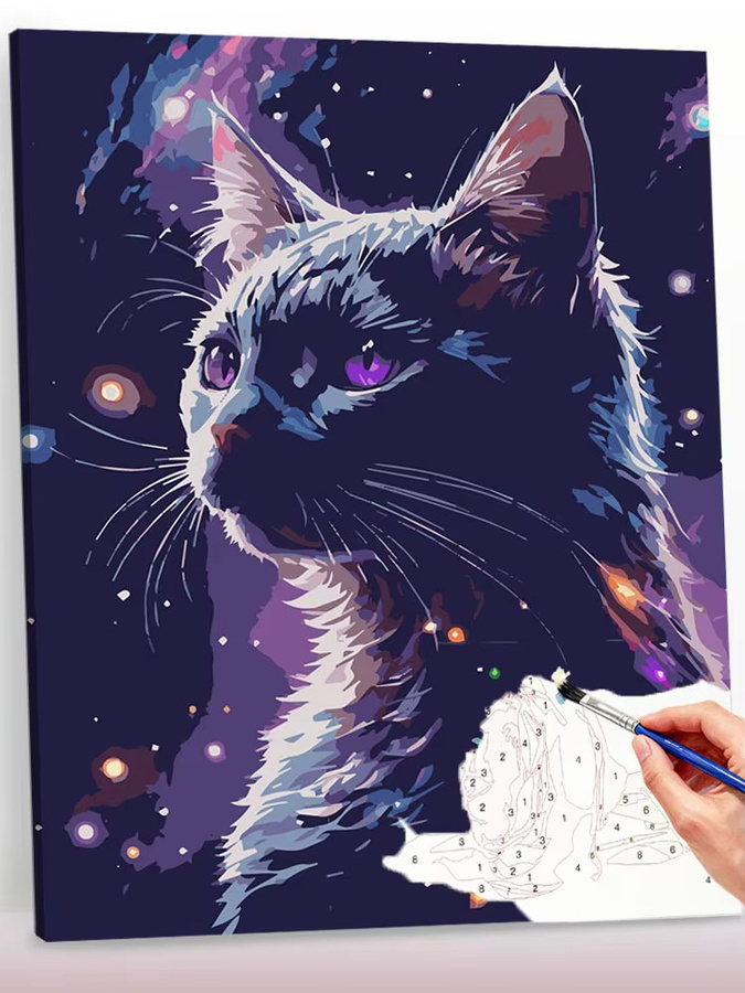 Huacan Malen nach Zahlen Set Katzen und Pfingstrosen auf Leinwand, Wandkunst in Mehrfarbig - Bild 6