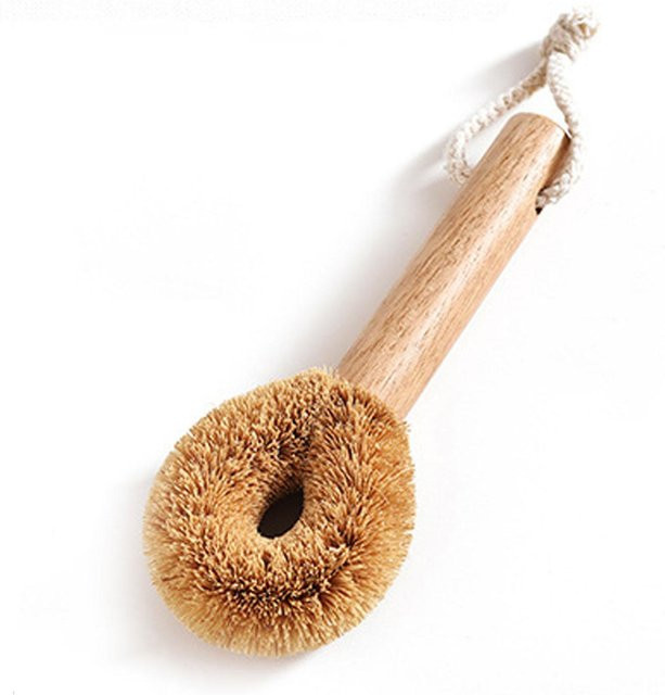 CosyHome Kurzstiel Spülbürste mit Bambusgriff zum Reinigen von Pfannen und Töpfen in Beige - Bild 1