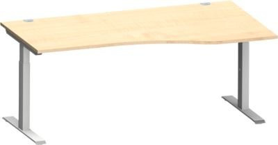 Schäfer Shop Genius Schreibtisch MODENA FLEX Freiform rechts mit T-Fuß Rechteckrohr in Ahorn und Weiß, B: 180 cm, T: 100/80 cm, H: 65-85 cm - Bild 1