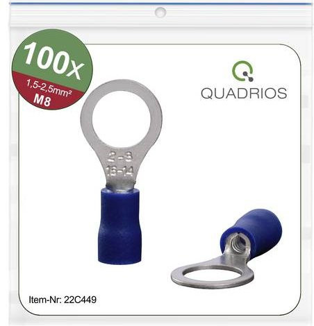 Quadrios 22C449 Ringkabelschuh Blau, Querschnitt max. 2,5mm², Loch-Ø 8,5mm, teilisoliert - Bild 1