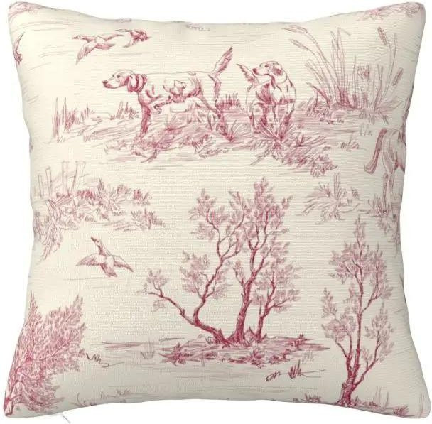 ZX Blanket Toile De Jouy Kissenbezug mit floralem französischem Motiv in Weiß, B/B: 45 x 45 cm - Bild 1