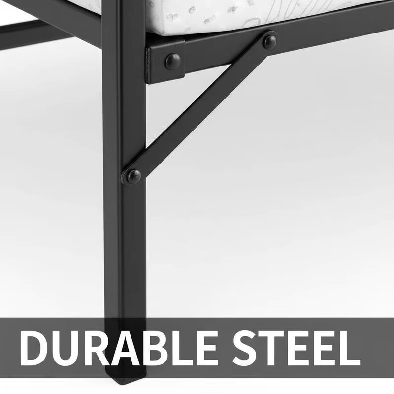 Klappbares Gästebett mit Matratze, Kopfteil und Fußteil aus schwarzem Metall in modernem Design - Bild 5