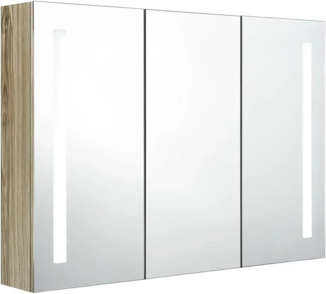 vidaXL LED-Bad-Spiegelschrank in Eichen-Optik mit integrierter Beleuchtung, B/H/T: 89 x 62 x 14 cm - Bild 1