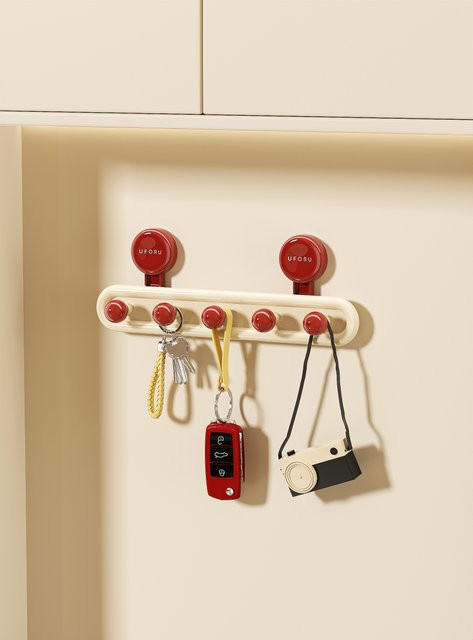 Uforu Wasserdichter Badezimmer-Kleiderhaken mit Saugnapf in Pink für Handtücher und Bademäntel - Bild 1