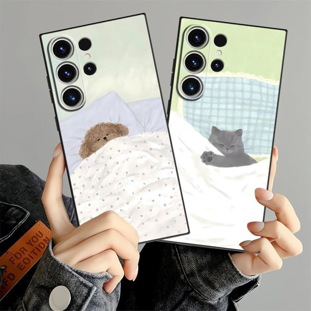 Samsung Galaxy Handyhülle mit Schlafender Katze und Hund Motiv in Multicolour für verschiedene Samsung Galaxy Modelle - Bild 1