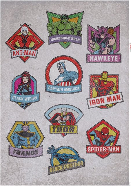 Komar Deko-Sticker Avengers Badges, Multicolor, Breite: 50 cm, Höhe: 70 cm - Bild 1
