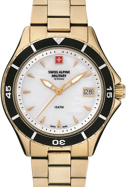Swiss Alpine Military Damenuhr, Quarz, Edelstahl, Perlmutt, 36 mm, 10 ATM - Bild 1