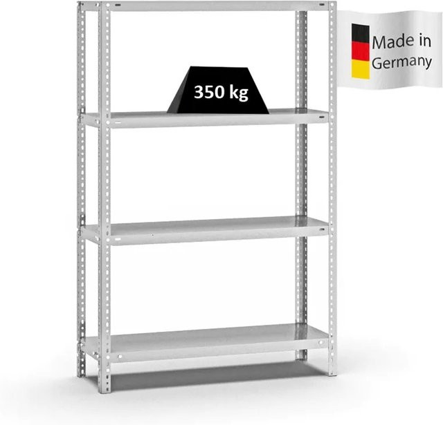 PROREGAL Heavy-Duty Fachbodenregal mit Schraubsystem, 4 Ebenen, Lichtgrau, H x B x T: 150 x 100 x 30 cm - Bild 1