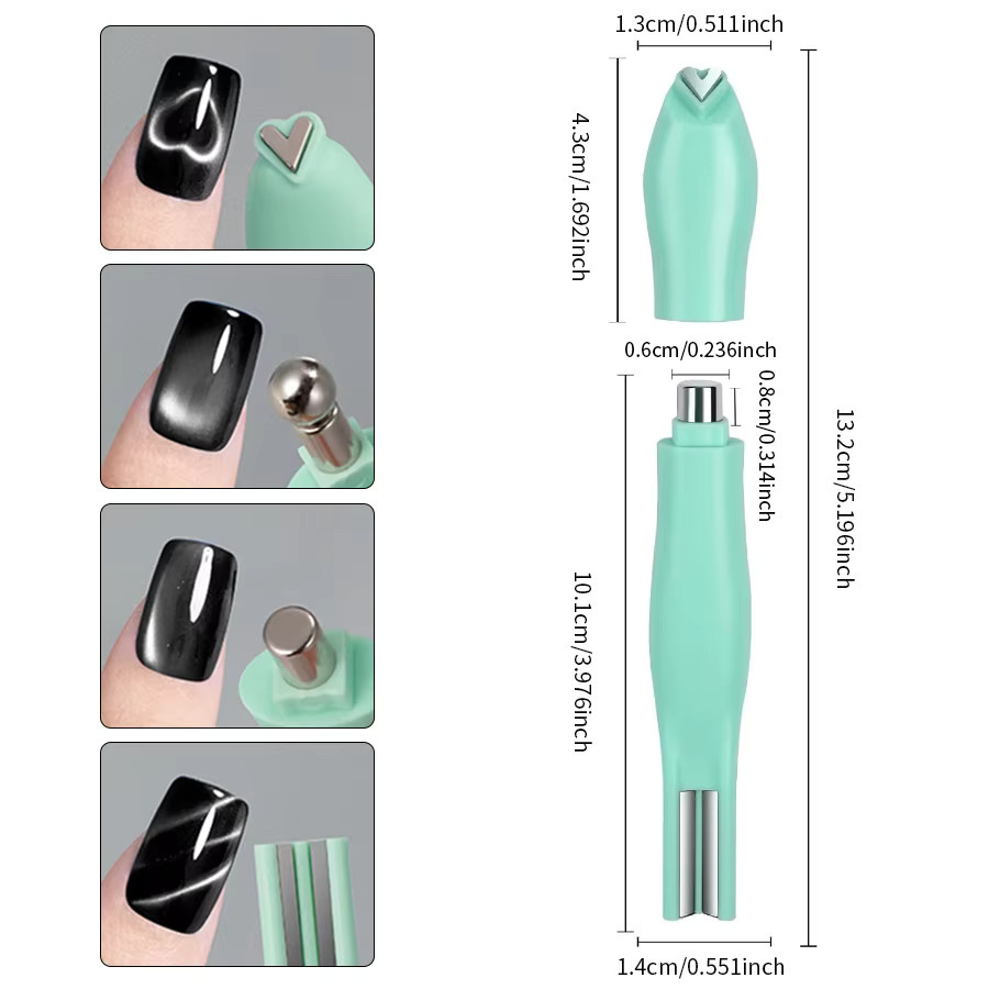 RSNAIL Nagelmagnet, grün, 4-in-1-Katzenaugen-Nagelmagnet mit 3D-Liebesherz - Bild 2
