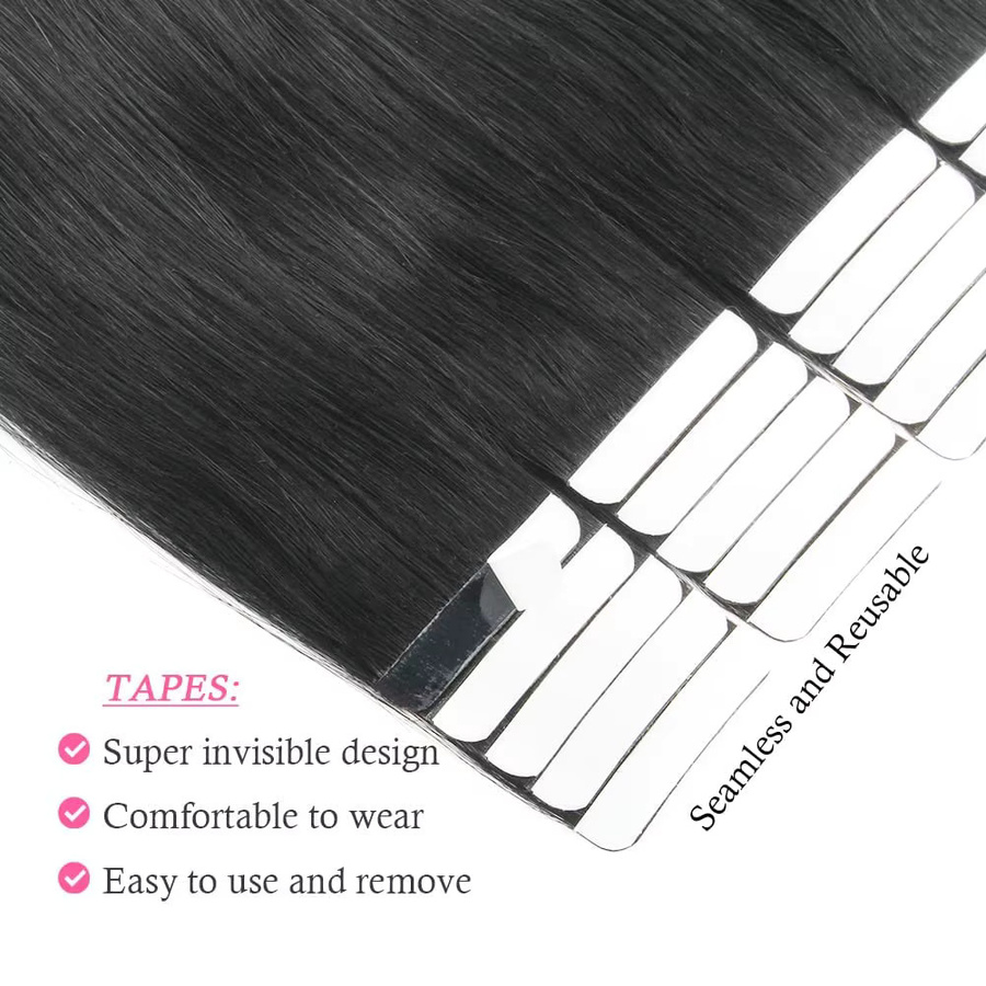 xbeauty Tape-In-Haarverlängerungen, 100 % Echthaar, glatt, Damen, 26 Zoll - Bild 3