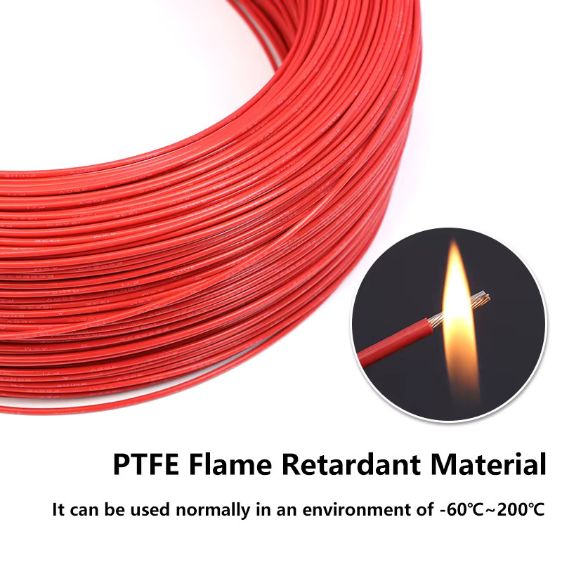 UL1332 PTFE-Draht mit FEP-Isolierung, Hochtemperatur-Kupferkabel mit Zinnbeschichtung für 3D-Drucker, Farbe: Rot - Bild 2