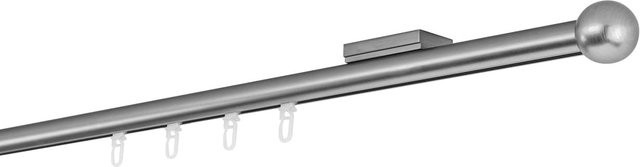 Ondeco Gardinenstange auf Maß mit Innenlauf 20mm und Deckenträger in Edelstahl-Optik, Farbe: Silber, Breite: 360 cm - Bild 1