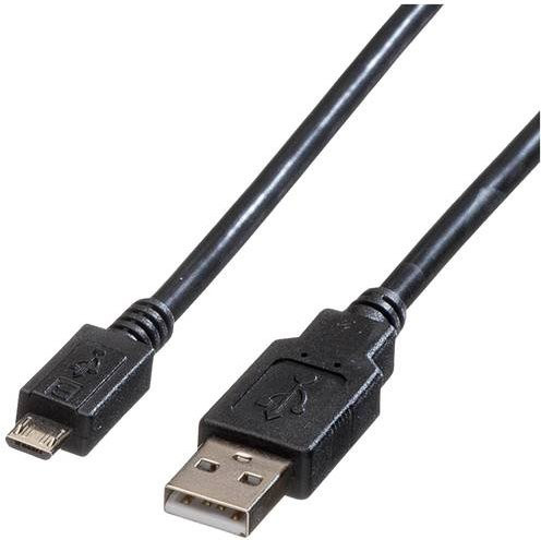 Roline USB 2.0 Kabel mit USB-A und Micro-USB Stecker, Schwarz, 0,15 m - Bild 1