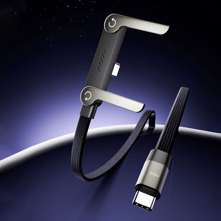 ALLOET 2-in-1 USB-C Datenkabel mit geflochtenem Design und unsichtbarem Halter, 240W Schnellladekabel in Schwarz für iPhone 17, Smartphones und Tablets - Bild 2