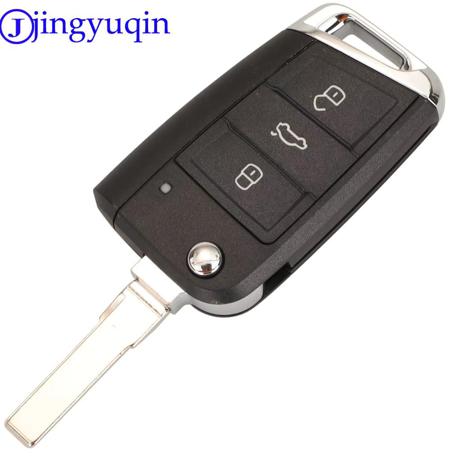 Jingyuqin Flip Folding Key Fob Shell für VW Golf 7 GTI MK7 Skoda Octavia A7 in Schwarz - Bild 2