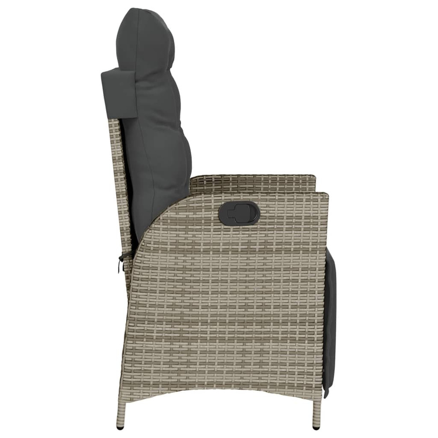 vidaXL Set aus 2 Gartensesseln mit Fußteil aus grauem Polyrattan und UV-beständigen Kissen - Bild 3