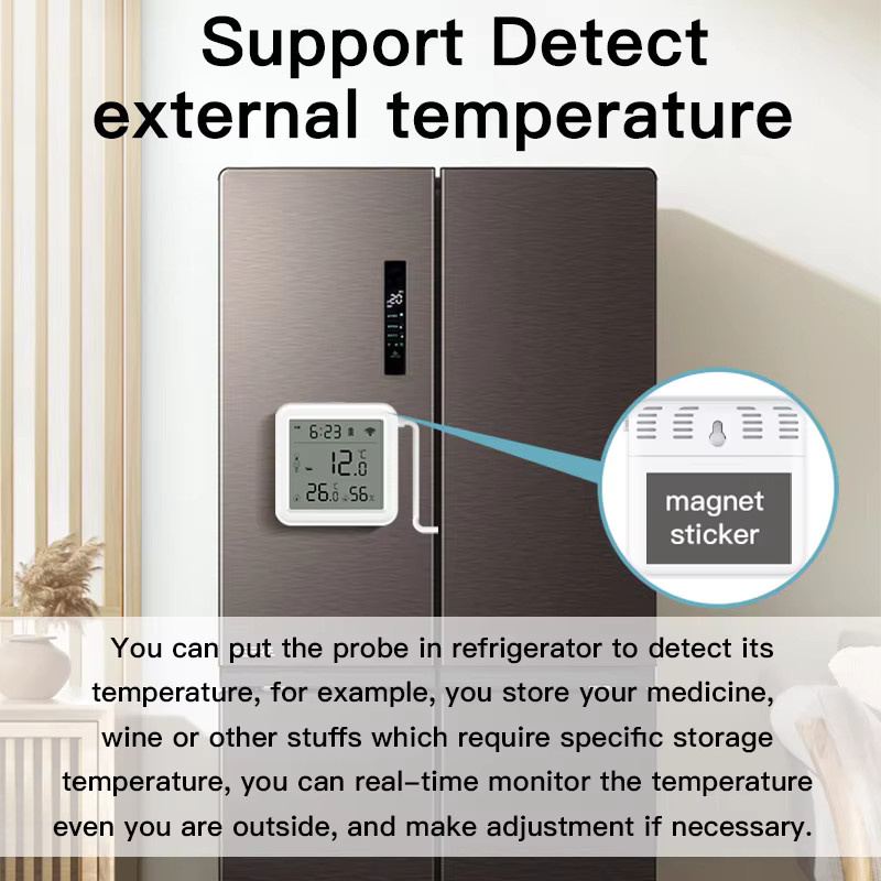 Tuya Zigbee WiFi Temperatur-Feuchtigkeitssensor mit 100 cm externer Sonde in Weiß für SmartLife und Alexa App-Steuerung - Bild 3