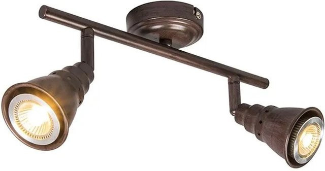 QAZQA Coney 2 LED Decken- und Wandstrahler in Rostbraun, schwenkbar und dimmbar, GU10 Vintage-Look aus Metall - Bild 1