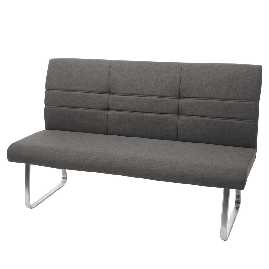 Sitzbank MCW-G55 Esszimmerbank aus Stoff und Textil mit Edelstahl gebürstet in Grau-Braun, Breite: 180 cm, Höhe: 49 cm, Tiefe: 68 cm - Bild 2